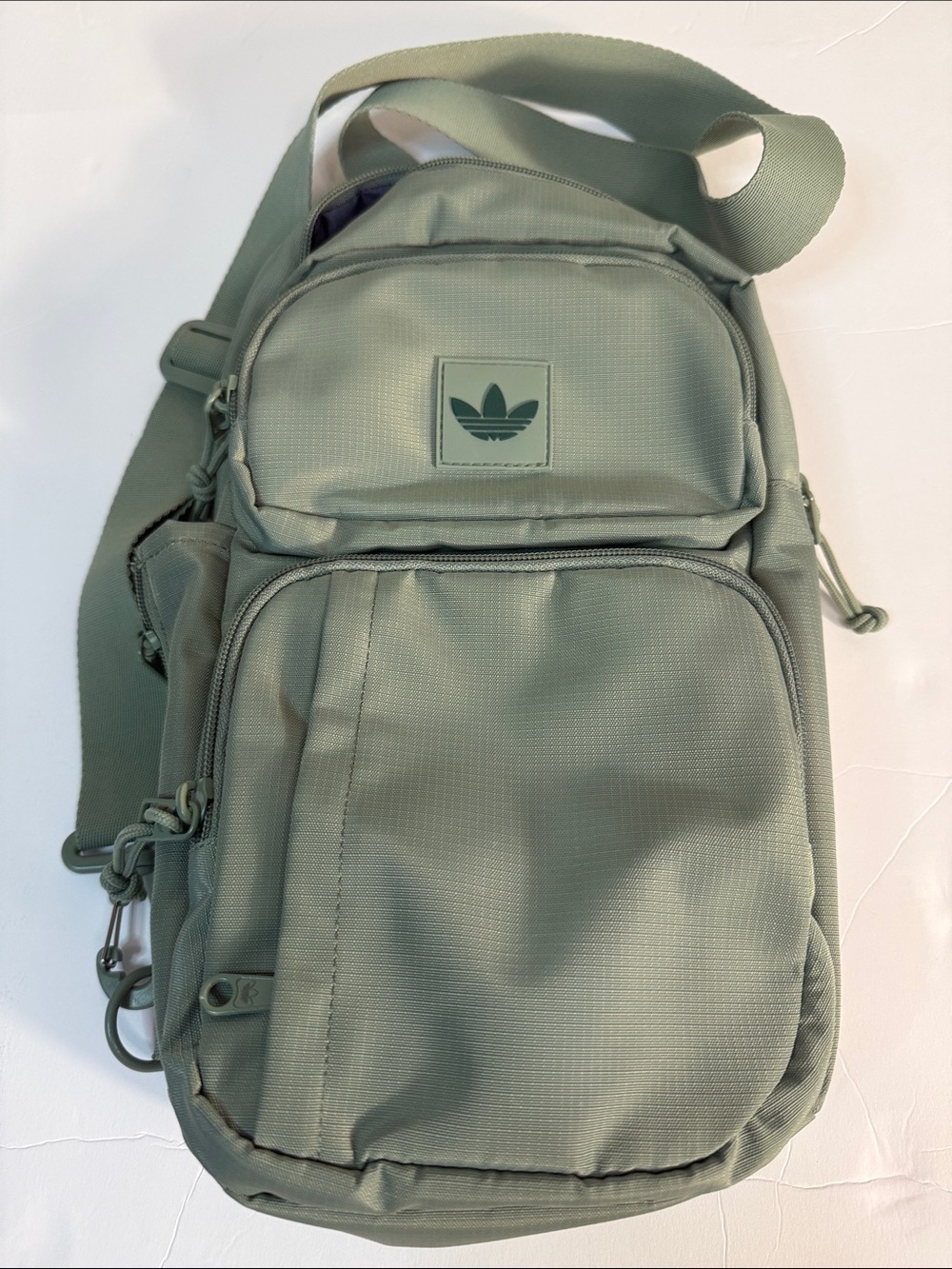 adidas Originals Sage Green sling bag. Measurements in pictures